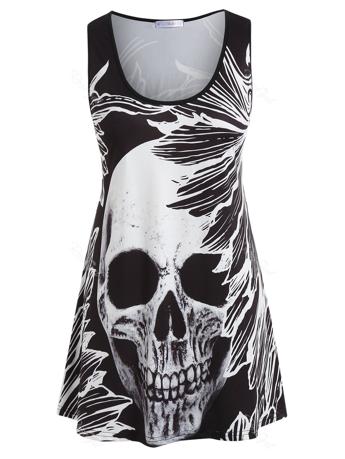 

Skull Print Plus Size Tank Top, Black