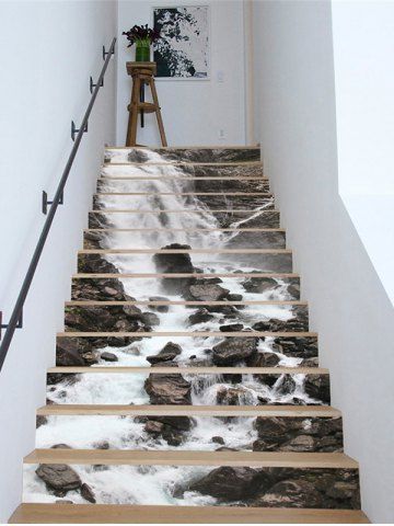 Stair Stickers Best Riser Decals For Waterfall Print Removable Stair Stickers