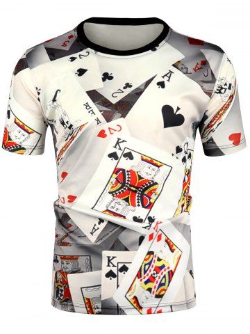 

Poker Pattern Short Sleeves T-shirt, Multi-a