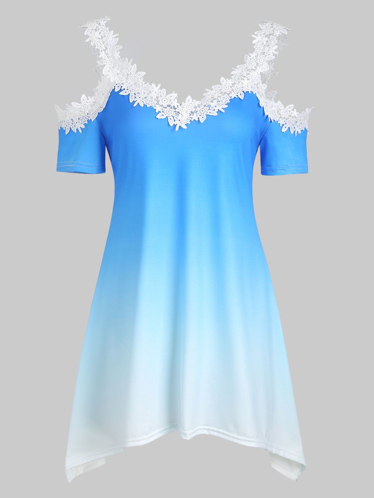 

Ombre Applique Cold Shoulder Tee, Blueberry blue