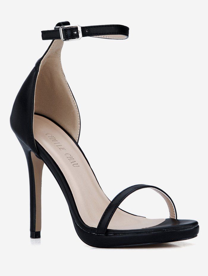 

PU Leather Super High Heel Sandals, Black