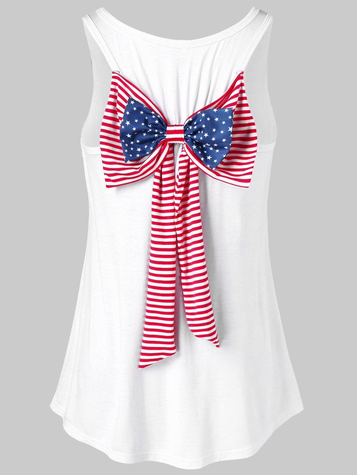 

American Print Bowknot Tank Top, White