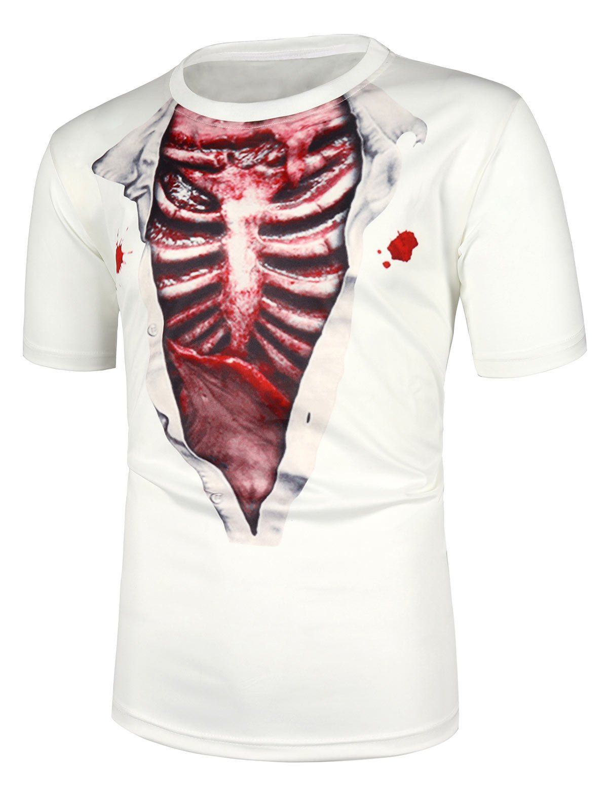

Rib Pattern Short Sleeves T-shirt, White