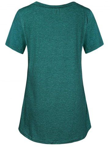 

Plus Size Button Tunic T Shirt, Greenish blue