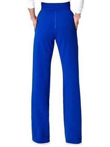 

Belt Back Zip Wide Leg Pants, Blue