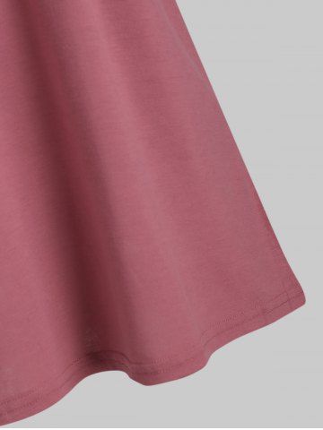 

Round Neck Lace Panel Tank Top, Pink rose
