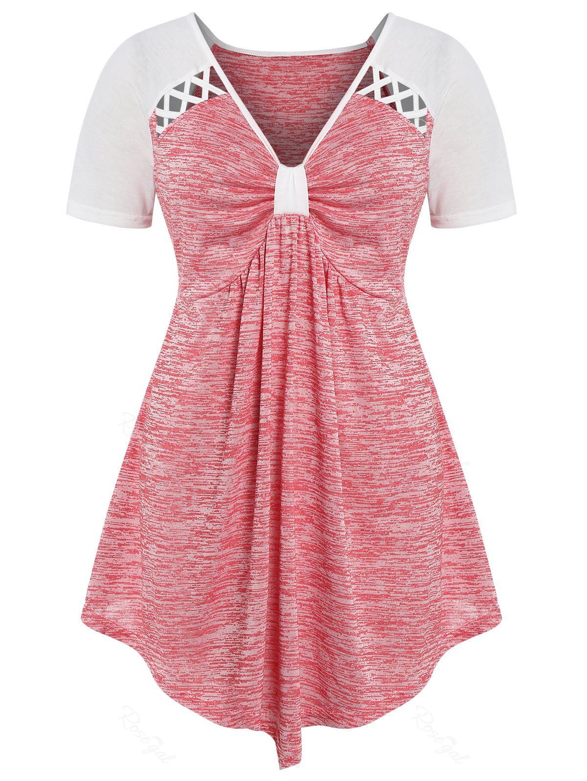 

Plus Size Empire Waist Space Dyed T-shirt, Pink