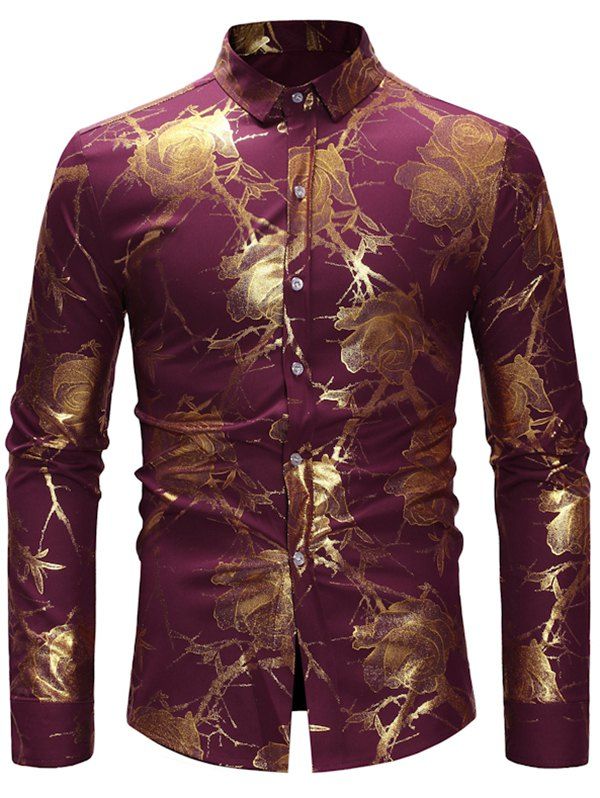 

Floral Printed Leisure Full Sleeves Shirt, Red wine