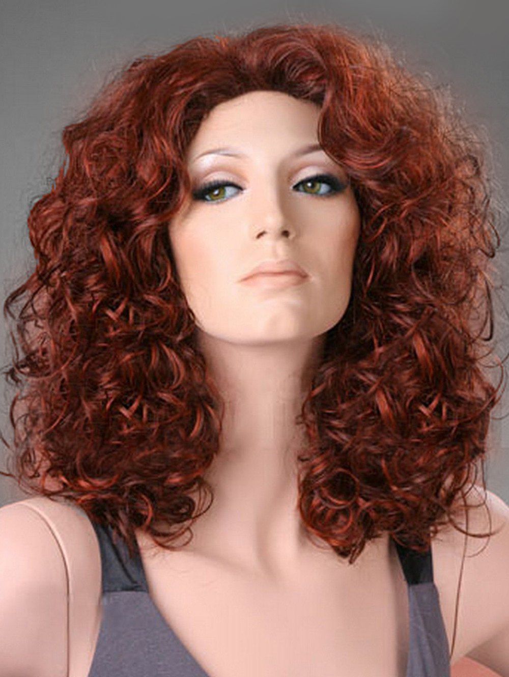 

Medium Natural Curly Free Part Synthetic Wig, Multi-c