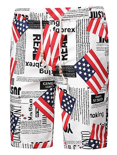 

American Flag Graphic Board Shorts, White