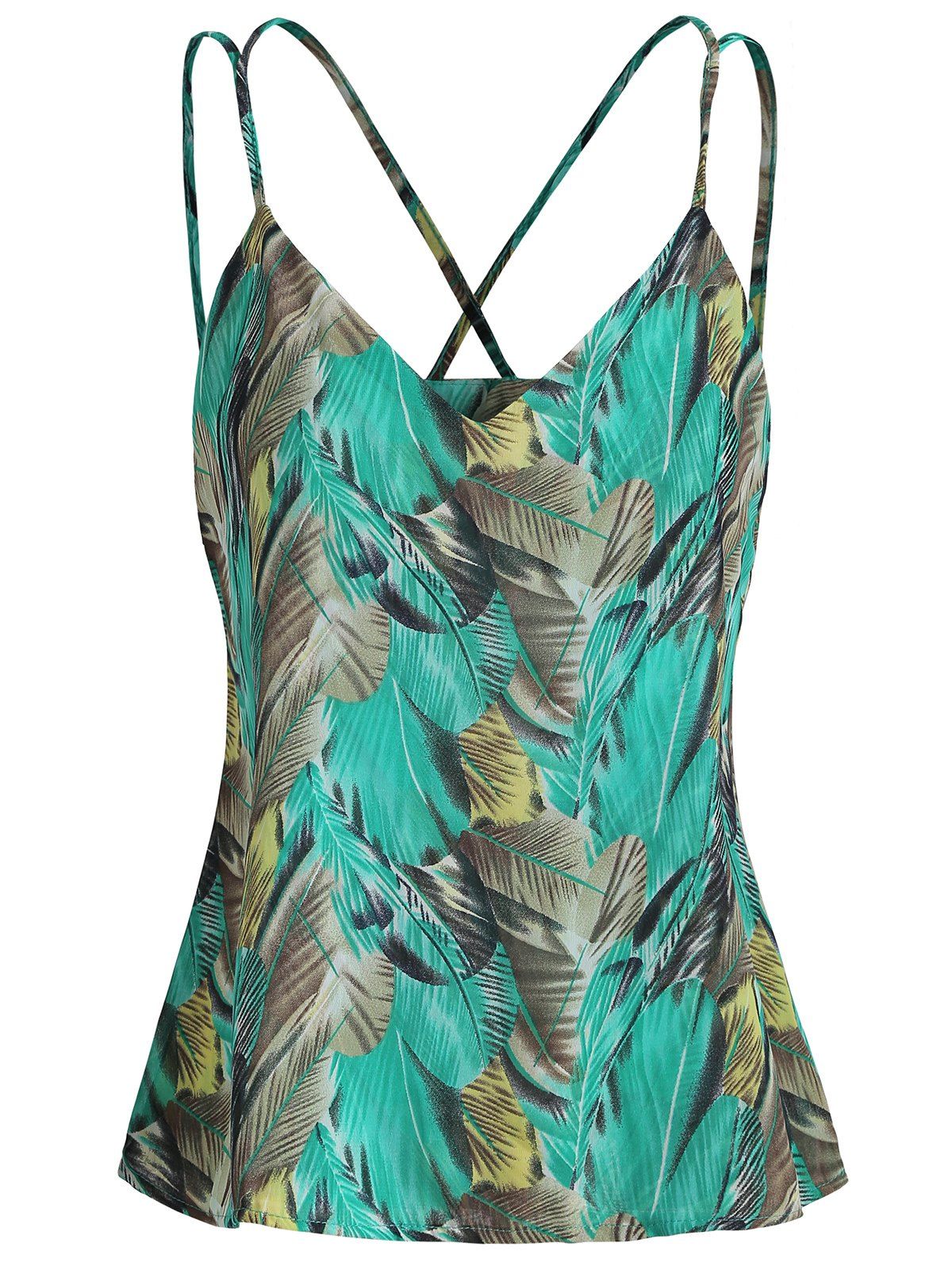 

Leaves Print Crop Cami Top, Multi