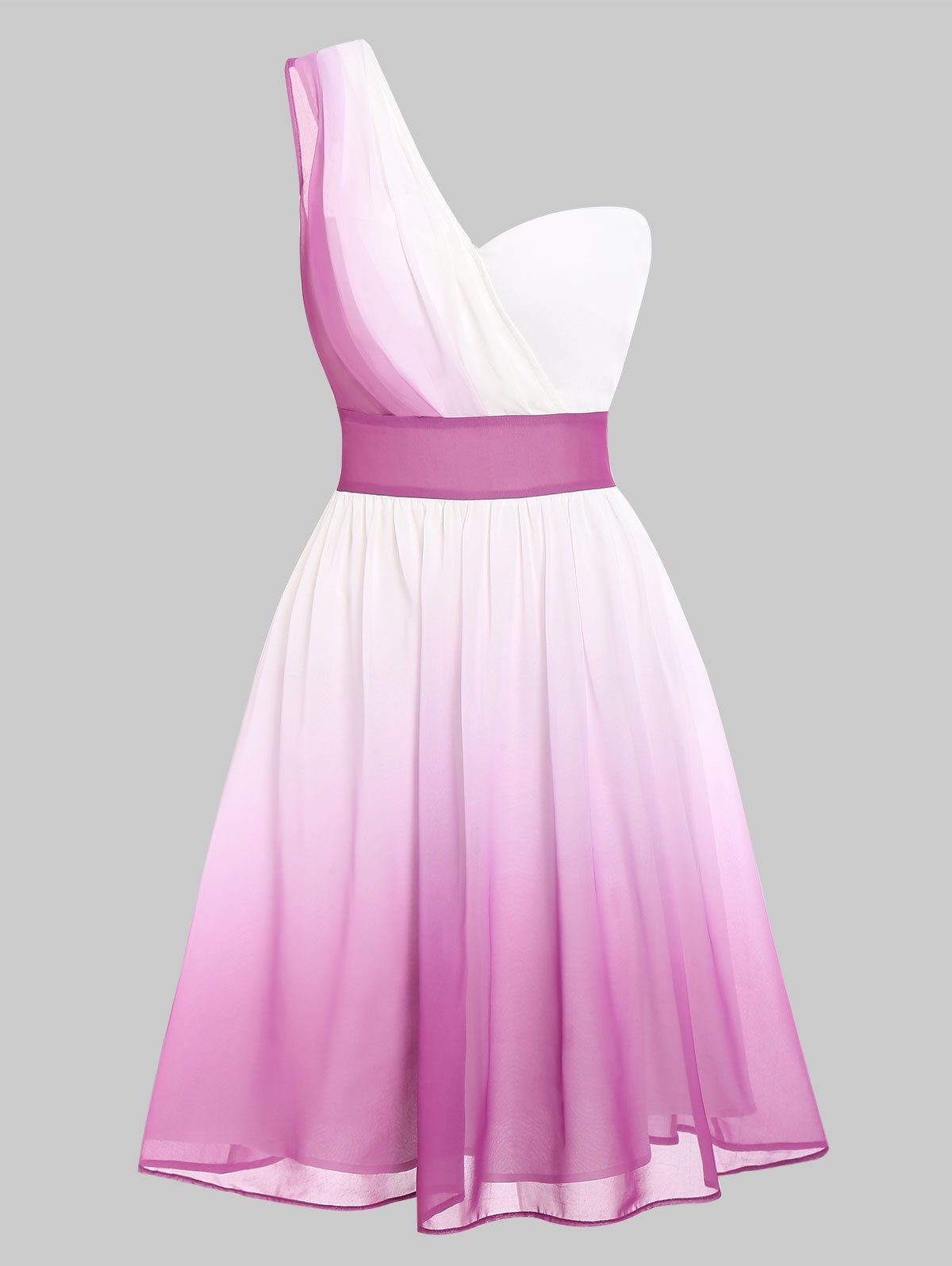 

One Shoulder Chiffon Ombre Dress, Pink