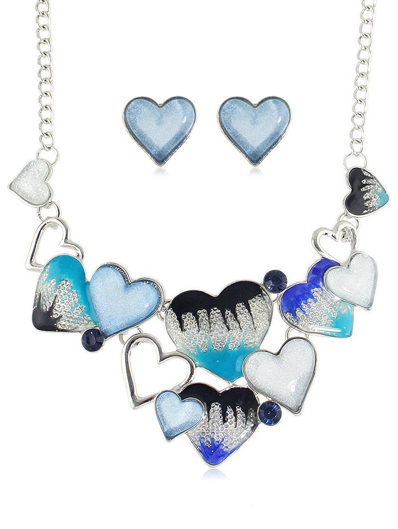 

Shape Heart Chain Jewelry Set, Light sky blue