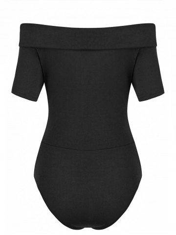 

Cut Out V Neck Short Sleeve Bodysuit, Black