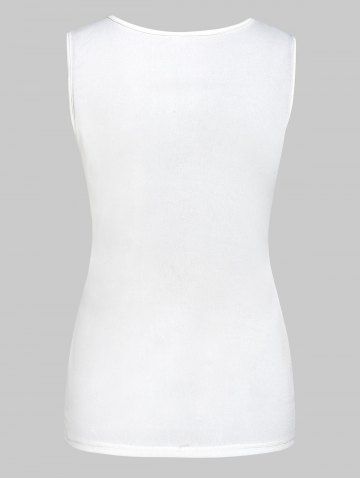 

Hollow Out Lace Insert Tank Top, White