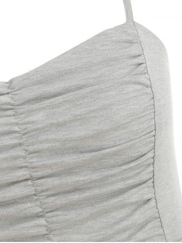 

Sequin Embellished Plus Size Ruched Tank Top, Gray cloud