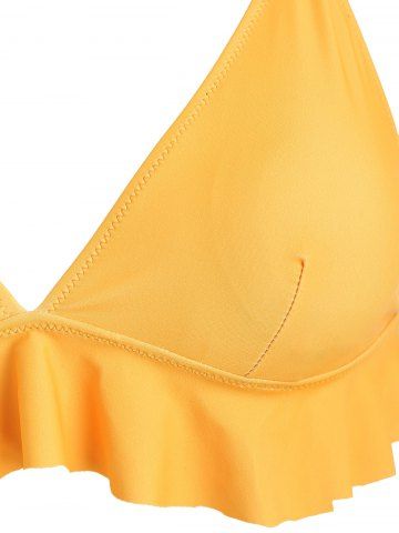 

Padded Plus Size Ruffle Hem Swim Bra, Bright yellow