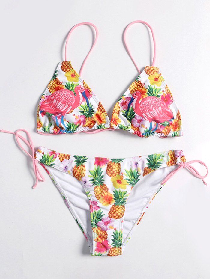 

Flamingo Print Bowknot Bikini Set, Multi