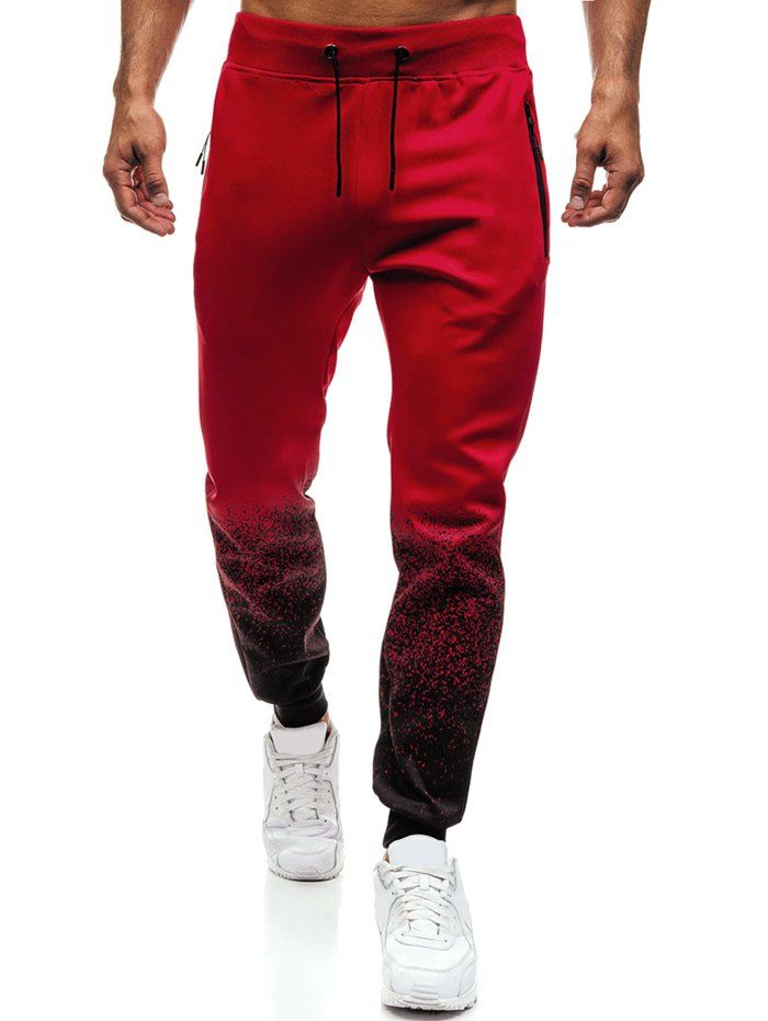 

Zipper Pocket Contrast Jogger Pants, Red