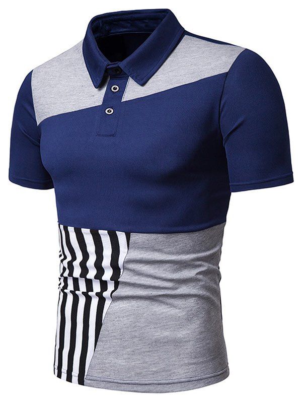 

Stripe Print Contrast T-shirt, Cadetblue