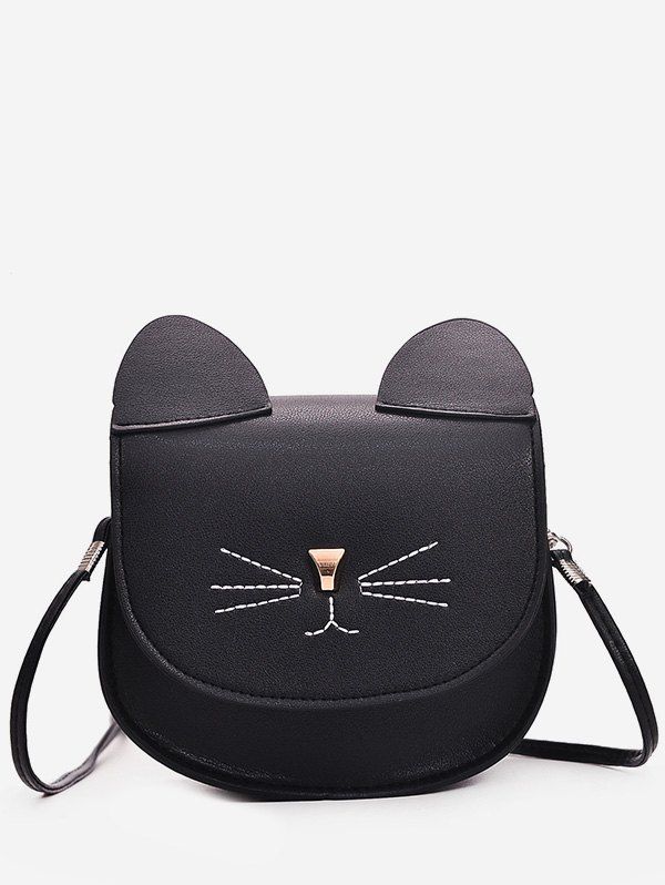 

Cat Pattern Mini Cash Shoulder Bag, Black