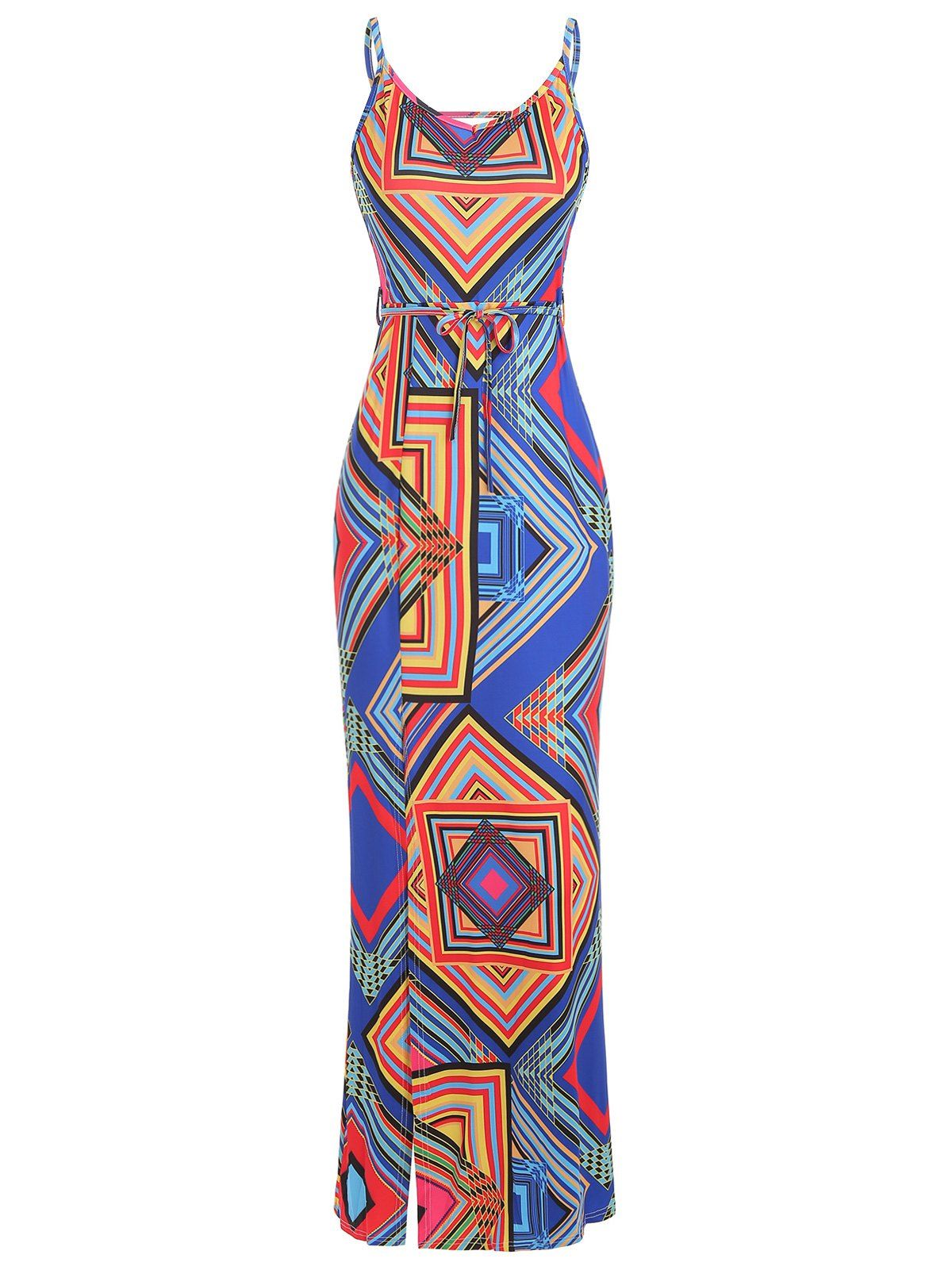 

Long Geometric Slit Bodycon Dress, Multi