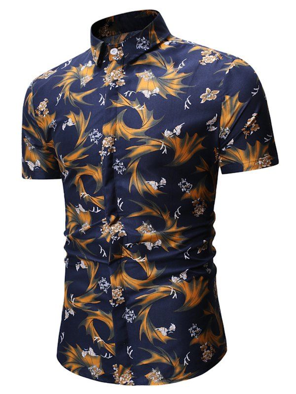 

Printed Short Sleeve Casual Shirt, Deep blue