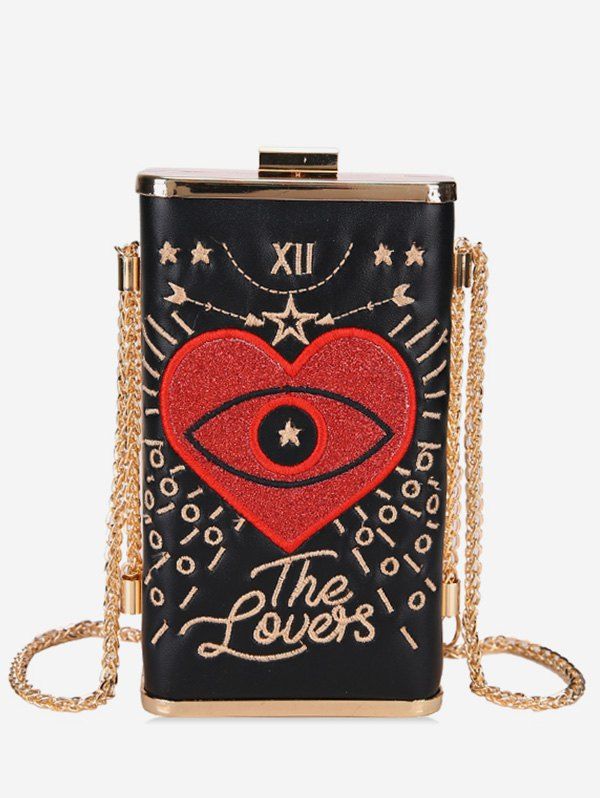 

Chic Heart Pattern Crossbody Bag, Black