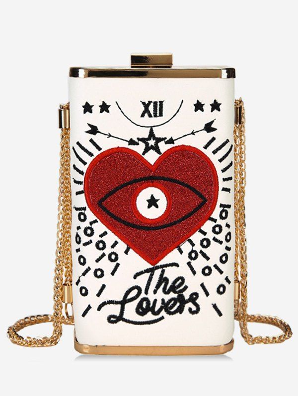 

Chic Heart Pattern Crossbody Bag, White