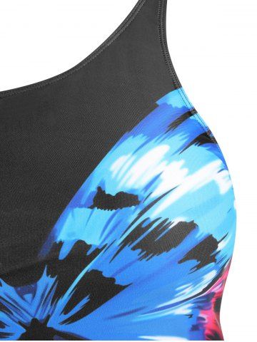 

Plus Size Butterfly Print Tankini Set, Black