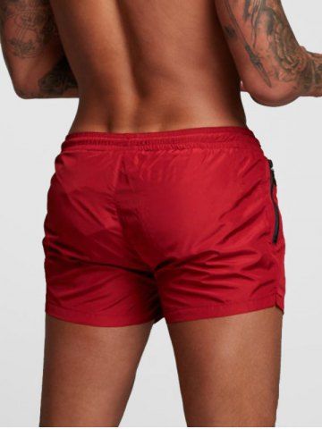 

Drawstring Zipper Pocket Sweat Shorts, Red