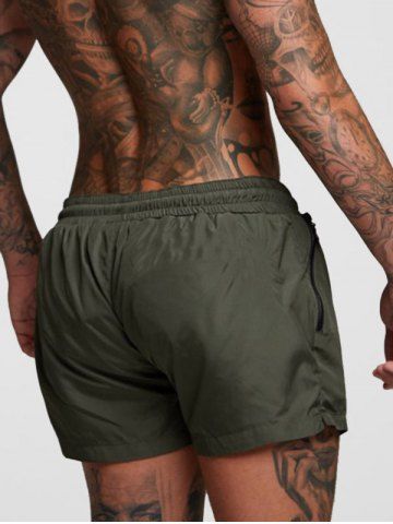 

Drawstring Zipper Pocket Sweat Shorts, Army green