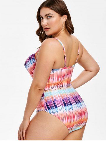 

Tie Dye Plus Size Underwire Swimwear, Multi