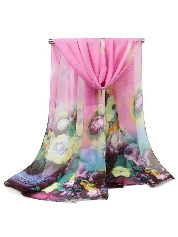 

Flower Oil Painting Print Long Scarf, Pink