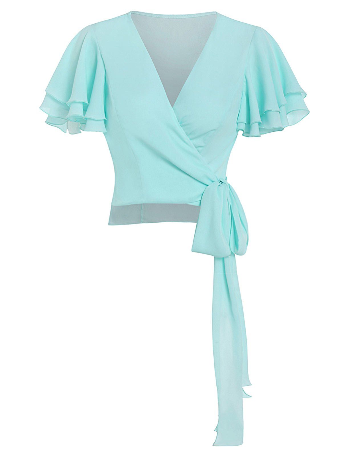 

Plunge Solid Twist T Shirt, Light slate
