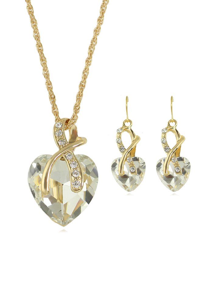 

Heart Shaped Faux Crystal Jewelry Set, Transparent