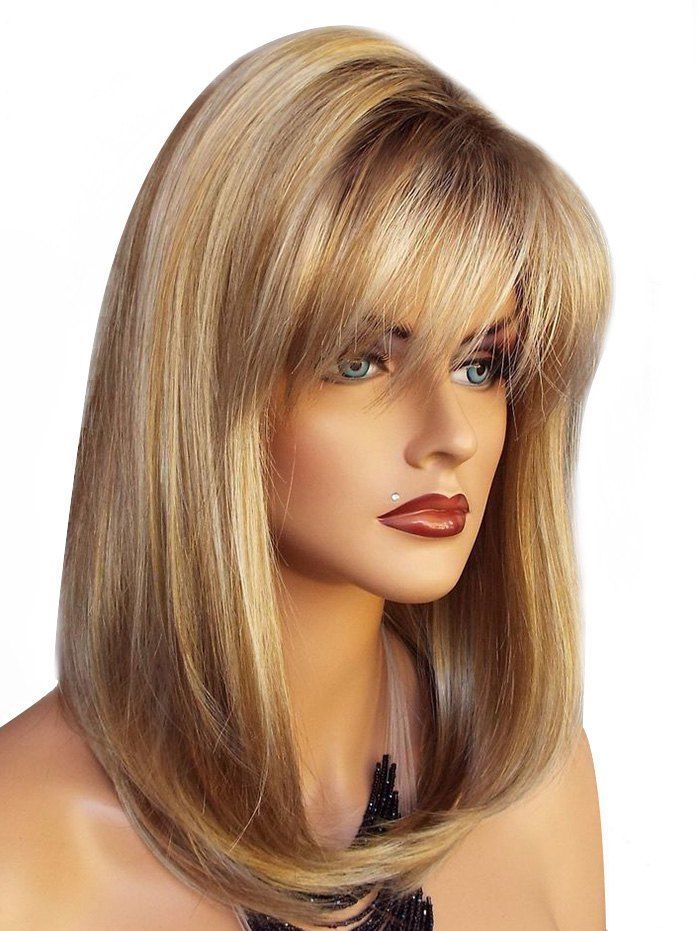 

See-through Bang Long Straight Natural Synthetic Wig, Multi