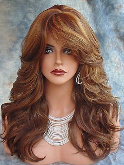 

Long Side Fringe Colormix Wavy Synthetic Wig, Multi