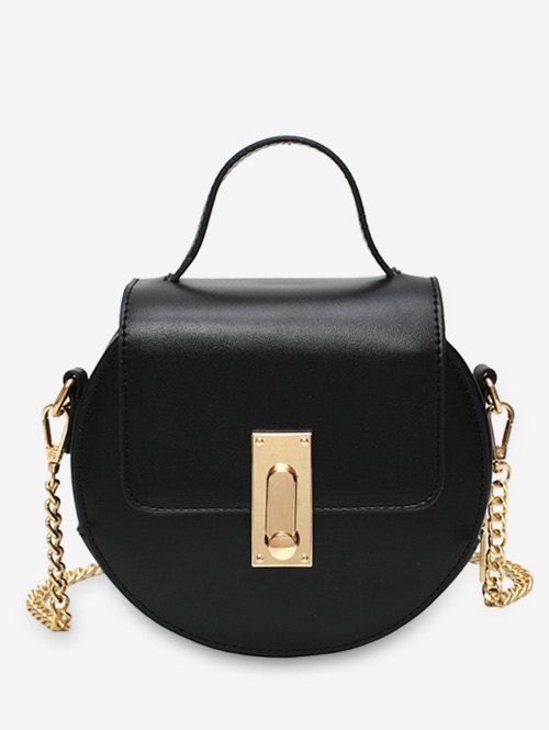 

Round Shape Chain Strap Crossbody Bag, Black