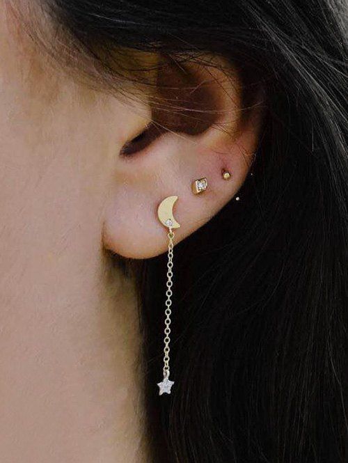 

3Pcs Star Moon Stud Earrings Set, Gold