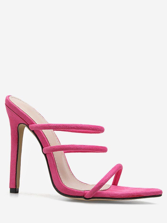 

Pointed Toe Strappy High Heel Slides, Pink
