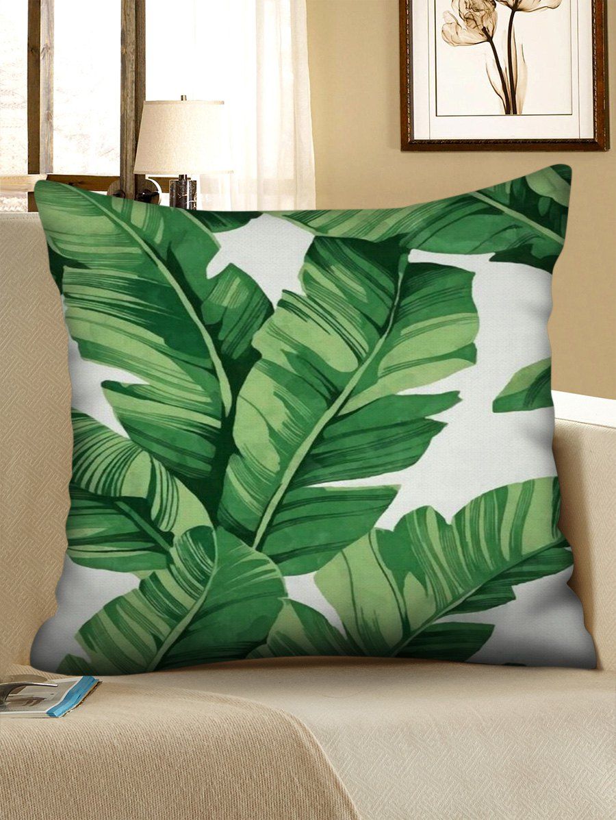 

Palm Leaves Print Decorative Pillowcase, Pine green
