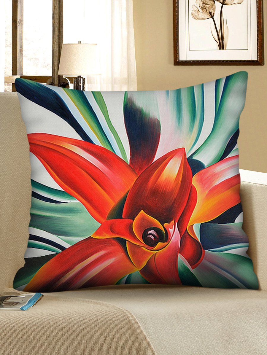 

Flower Print Decorative Square Pillowcase, Multi