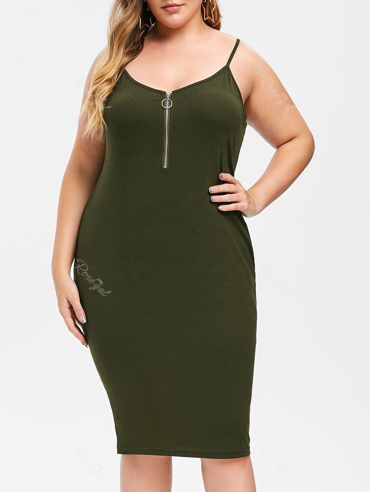 

Rosegal Plus Size Bodycon Cami Dress, Army green