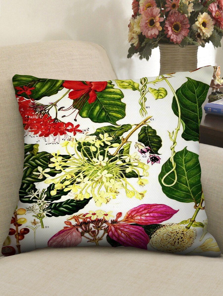 

Flowers Printed Decorative Square Pillowcase, Multi