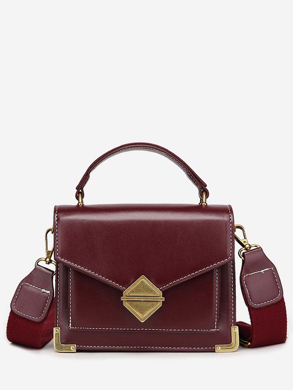 

Wide Strap Solid Square Shoulder Bag, Red wine