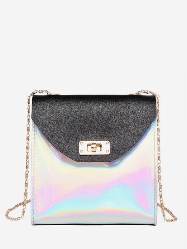 

Two Tone Chain Shoulder Bag, Black