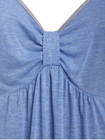 

Plus Size Contrast Criss Cross T Shirt, Day sky blue
