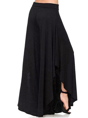 

Elastic Waist Plain Wide Leg Pants, Black