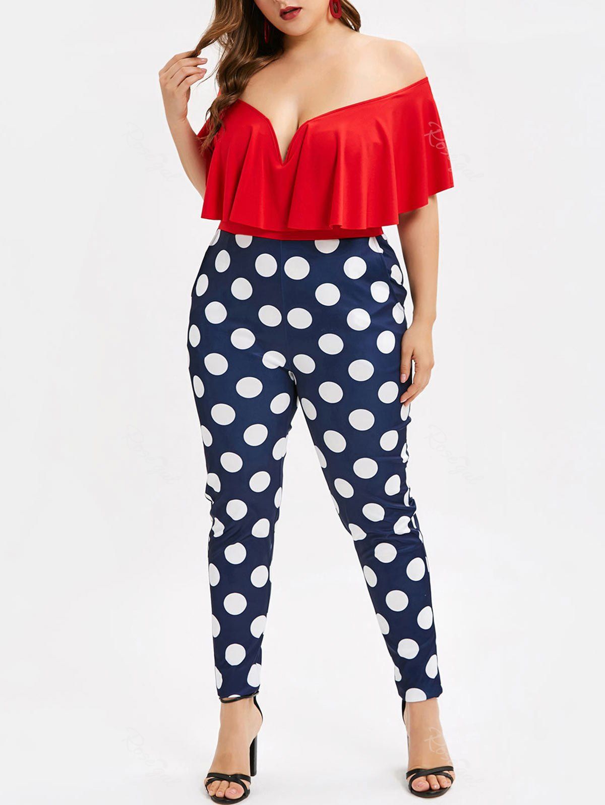 plus size polka dot jumpsuit